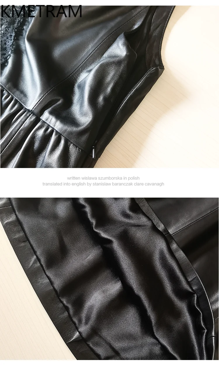 100% Toplaag Schapenvacht Jurk Vrouw Zwart V-hals Echt Leer Mouwloze Jurken Nieuw in Outerwears Herfst Kleding 2025 Ов Turismo