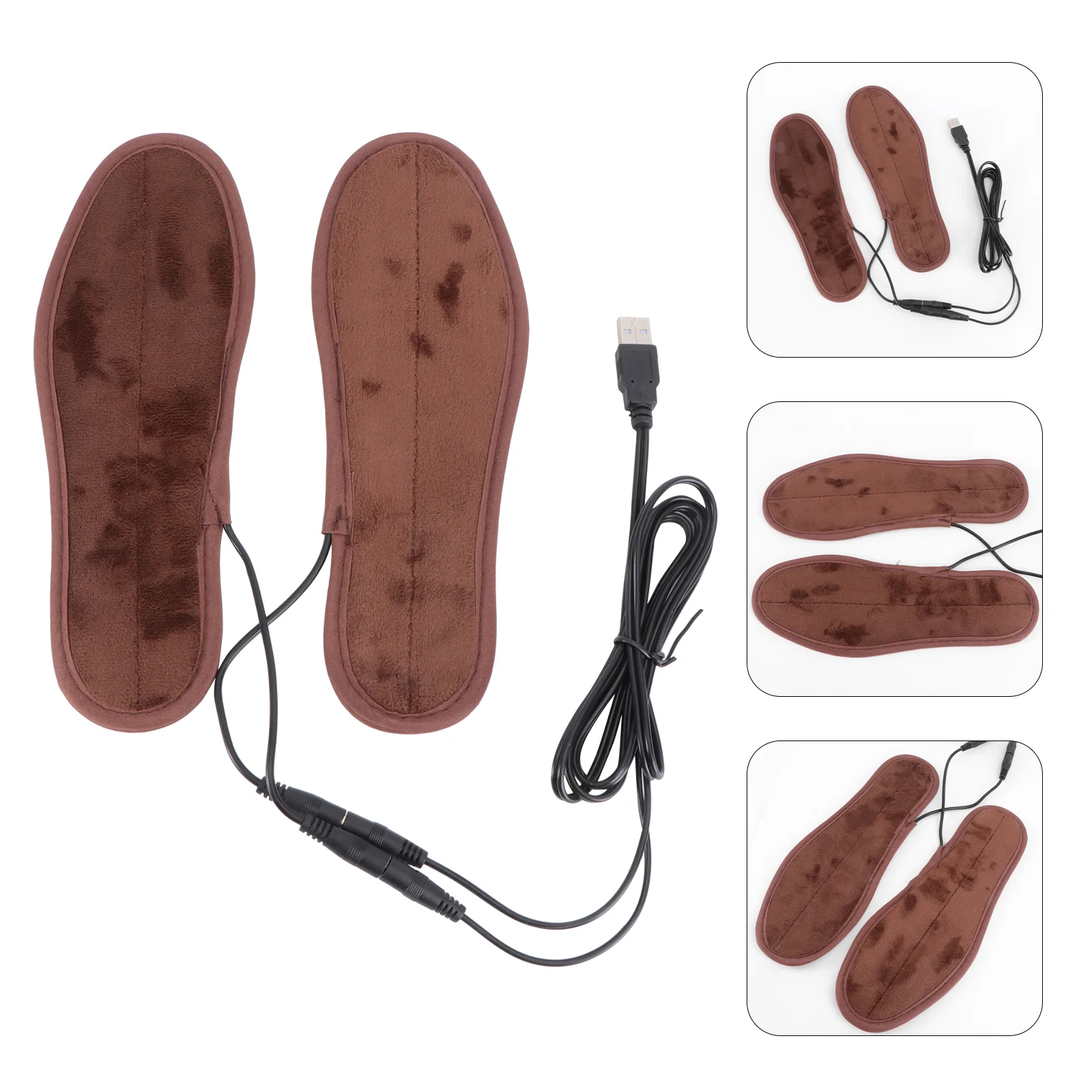 Pair of USB Electric Heating Insoles Shoes Inserts Winter Warm Shoe Pads with USB Cable - Size 35-36