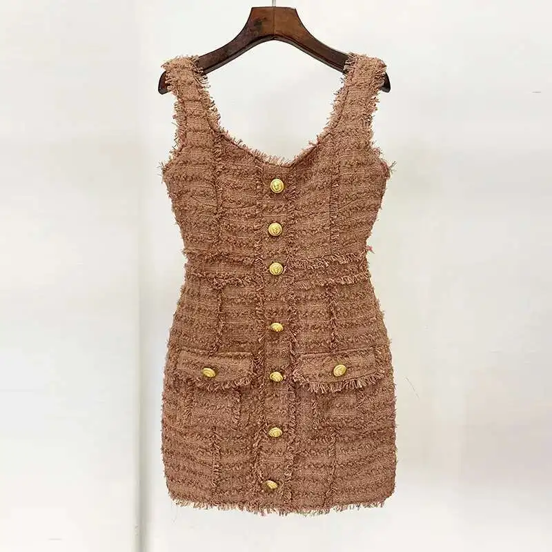 

2025 New Star Fashion Lion Button W Su Edge Coarse Ral Coat Tank Top Strap Dress