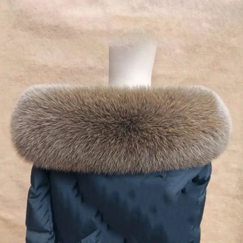 

Fox Fur Collar Winter Women Warm Real Fur Hood Trims Coat Jackets Furry Decor Men Large Fur Scarf Big Size Fur Scarves Warp