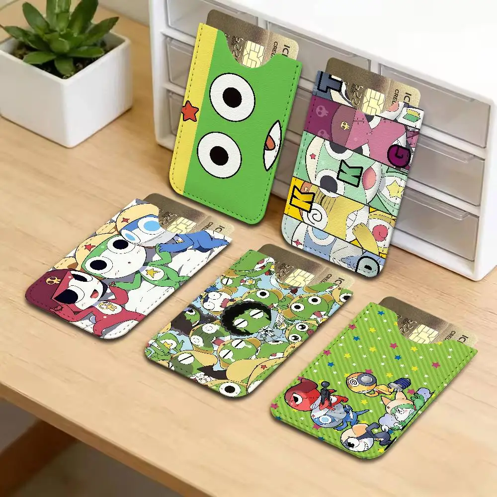 K-Keroro Gunsou Frog Lightweight Leather Card Holder Palm Pattern Protective Cover for Bus Card ID Card Compact Size