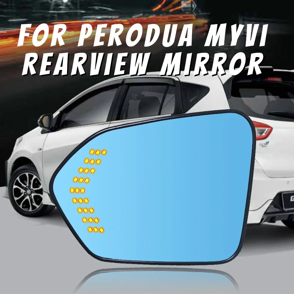 

Для Perodua Myvi 2 шт. автомобильное зеркало заднего вида с подогревом, широкоугольный динамический указатель поворота, антибликовое HD синее зеркало, зеркала заднего вида