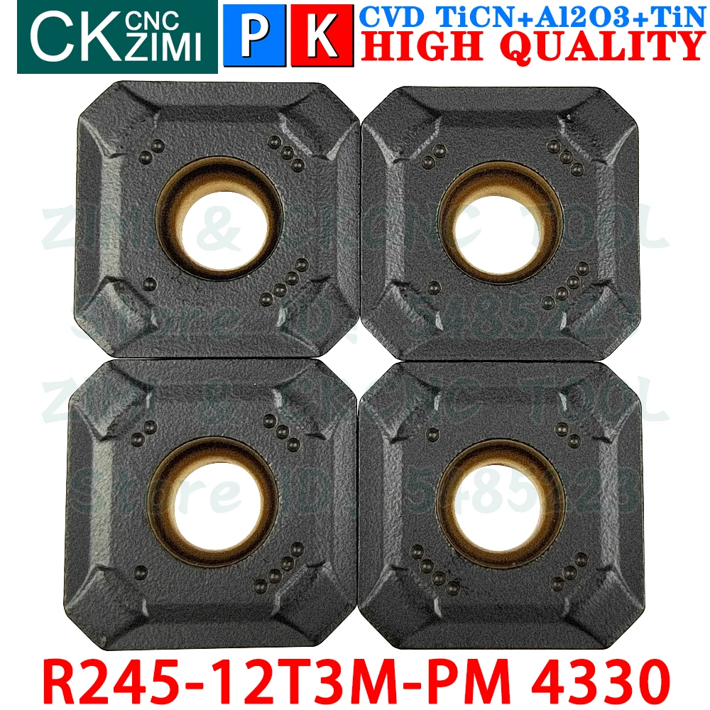 10 buah R245-12T3M-PM 4330 R245 12T3M PM 4330 Sisipan Karbida Alat Sisipan Penggilingan Mesin penggilingan logam CNC Alat Sisipan Penggilingan Wajah yang Dapat Diindeks