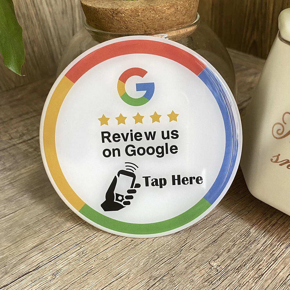 10x10CM  Durable Epoxy NFC Google Tripadvisor Trustpilot Tap Review Plaque Social Media QR Code Instagram Facebook Plate Sign