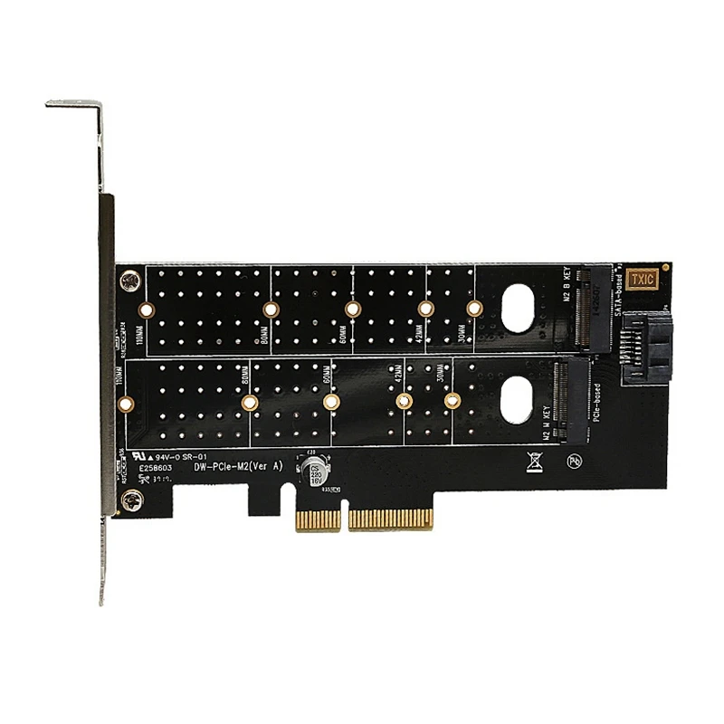 PCIE To M.2 NVME SSD NGFF Adapter Card Mkey+Bkey Dual Protocol Expansion Card Supports 110MM Extended SSD Hard Disk