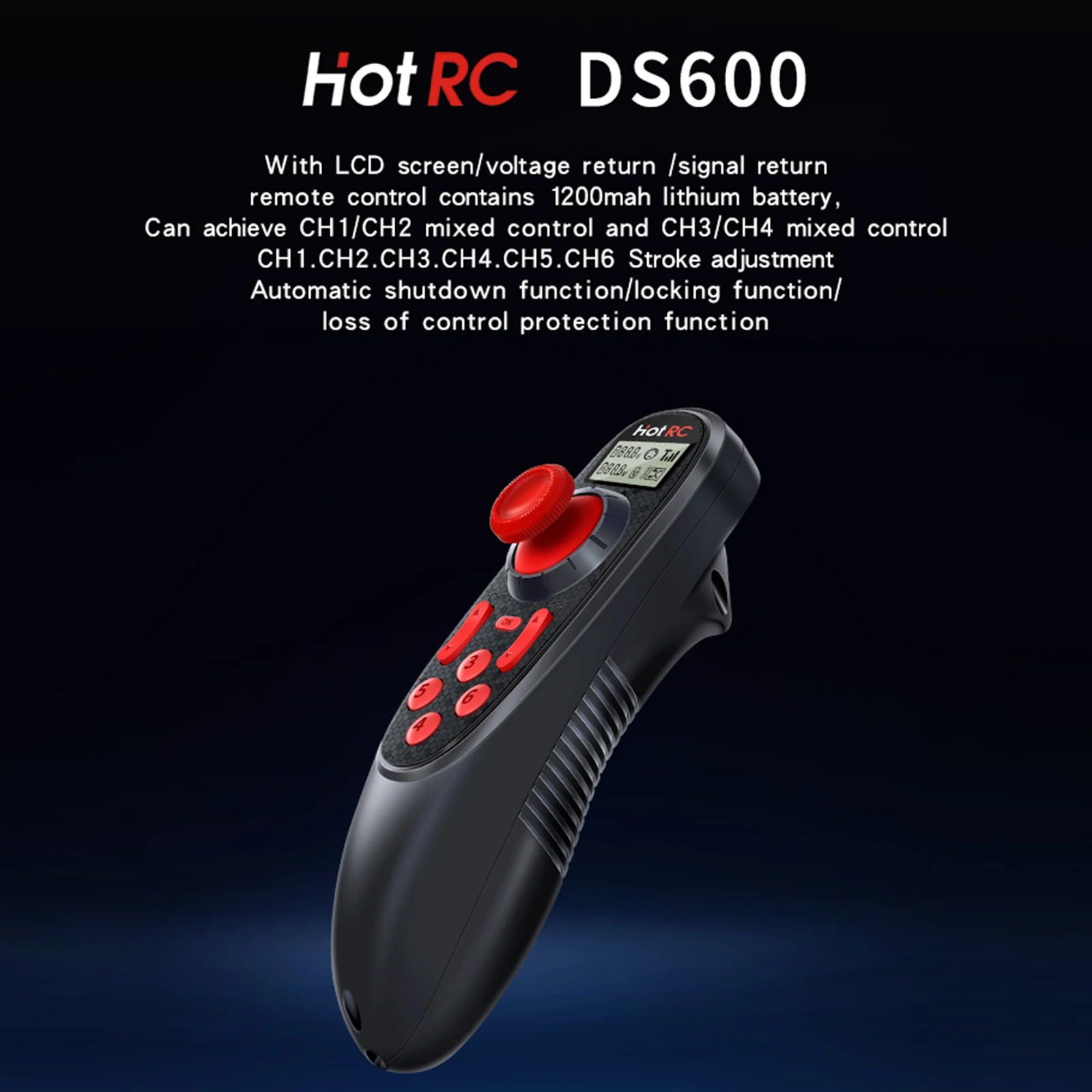 HOTRC DS-600 6CH 2.4GHz Radio System Transmitter Remote Controller with DS 600 PWM 6 Channel Receiver for RC Boat