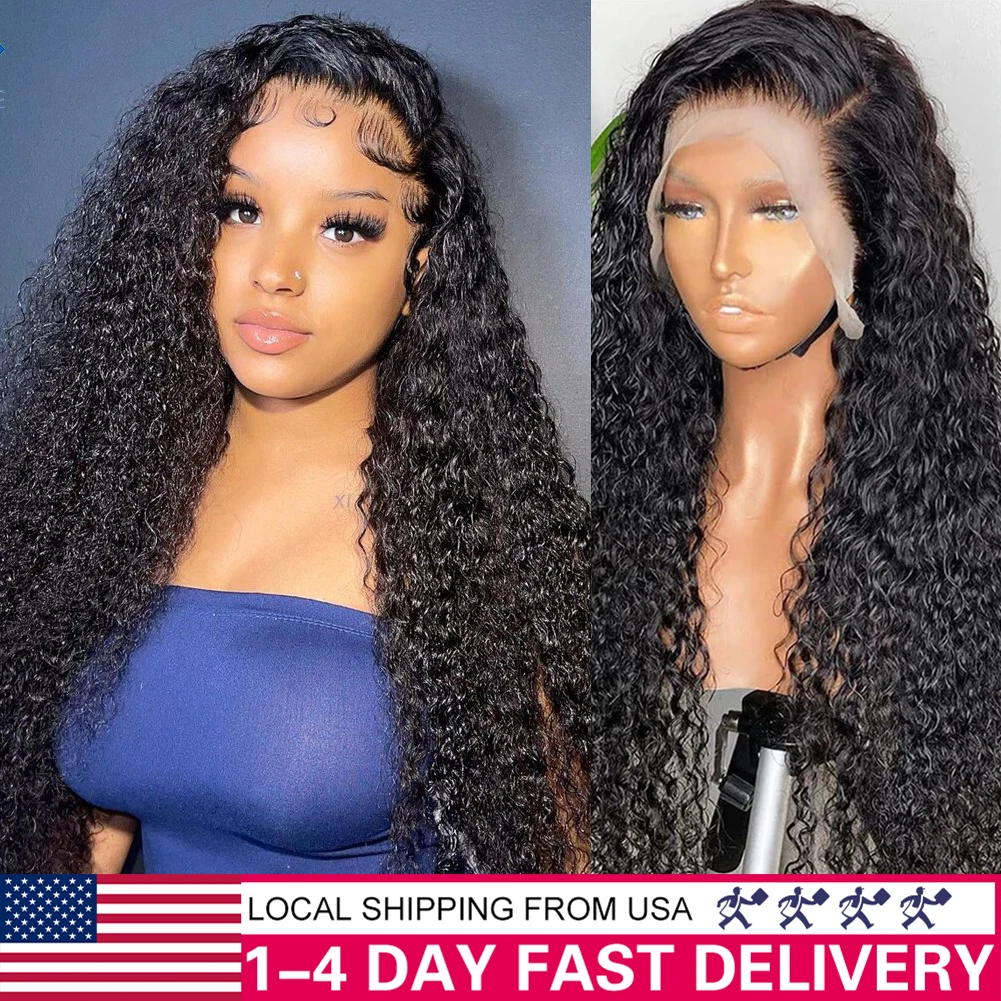 13x4 Deep Curly Lace Front Wigs Human Hair 180% Density Curly Frontal Wigs Human Hair HD  Transparent Lace 26 Inch Curly Wigs