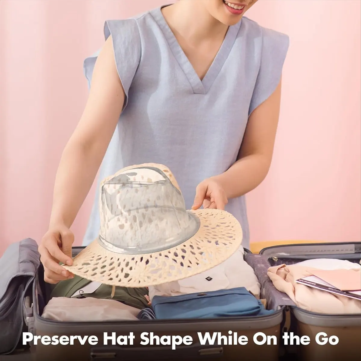 AA77 NEW 12 Pcs Hat Shaper for Caps Plastic Hat Display Stand for Multiple Hats with Shaping Inserts and Tabletop Cap Holder