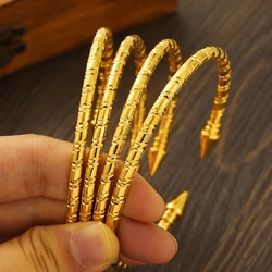 65mm 24K Gold Plated Vintage Bangle For Women High Quality Dubai Bride Wedding Ethiopian Bracelet Africa Bangle Party Gifts