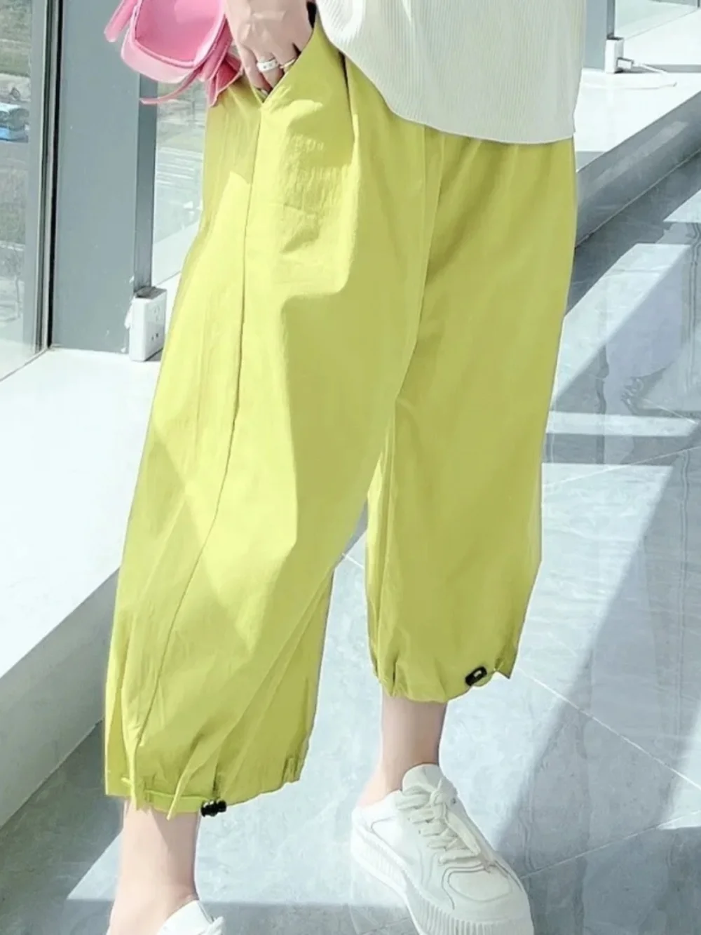 

plus Size Wide Leg Pants Loose Fit Summer Thin Style Women's Comfortable Casual Trousers Lazy Style Nine Points Lantern Pants