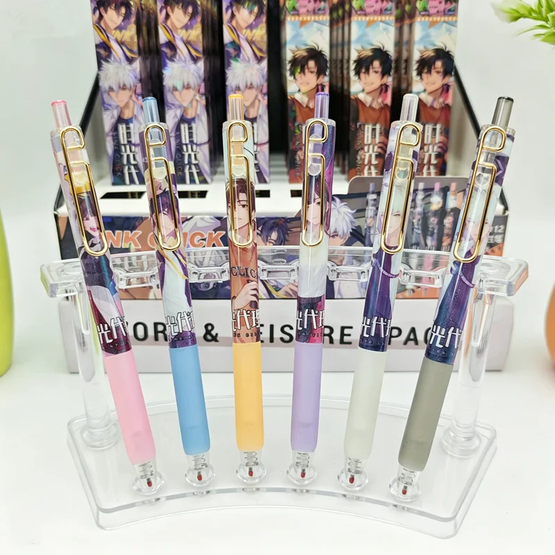 New Anime Link Click Gel Pen Cheng Xiaoshi, Lu Guang Cartoon Character Black Writing Pen Student Study Stationery Gift 0.5mm