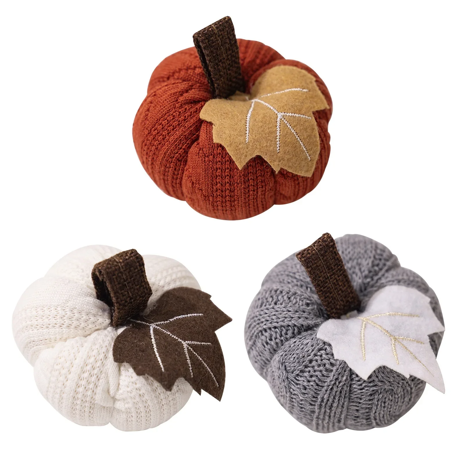 Harvest Festival Knitted Colorful Pumpkin Thanksgiving Day Home Decorative Pumpkin Happy Halloween Day 2024 Punmkin Oranments