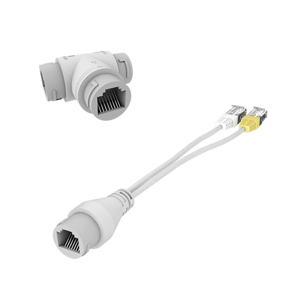 POE Ethernet Adapter Cable Three-way RJ45 2-in-1 Power Connector Dual IPC Plug and Play Supports 4/8-core for IP Camera Install