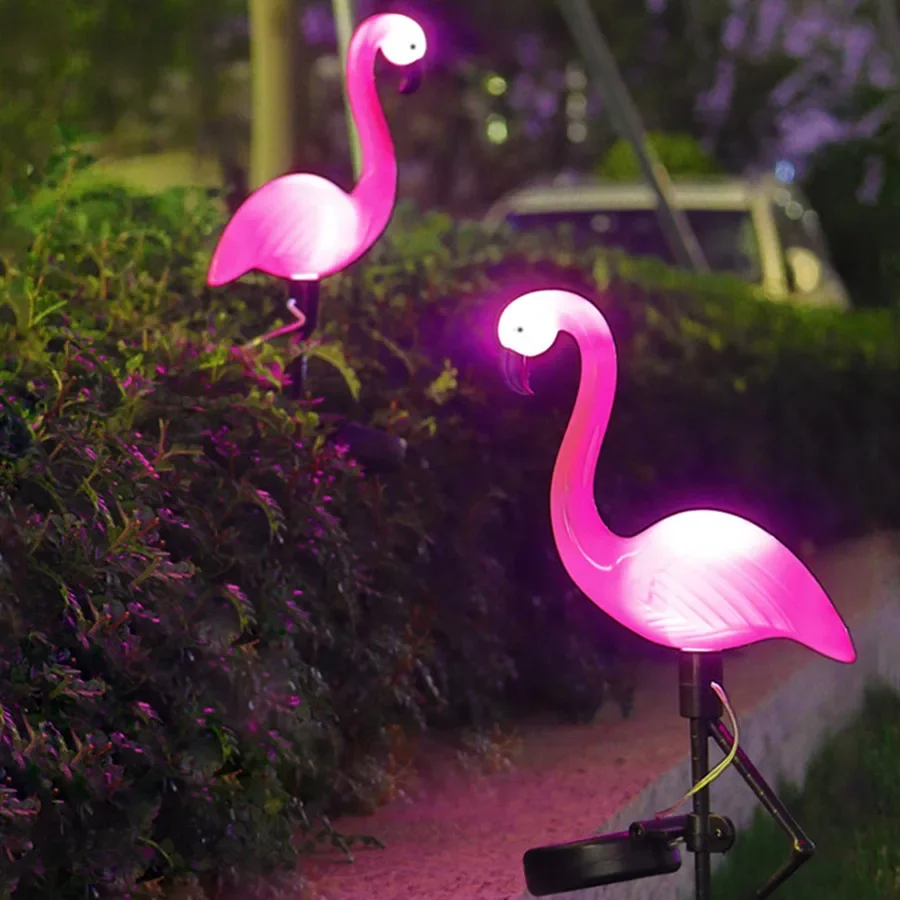 LED Outdoor Solar Light Waterproof 1/3pcs Flamingo Shape Landscape Lawn Lamps for Park Pathway Home Garden Courtyard Decoration