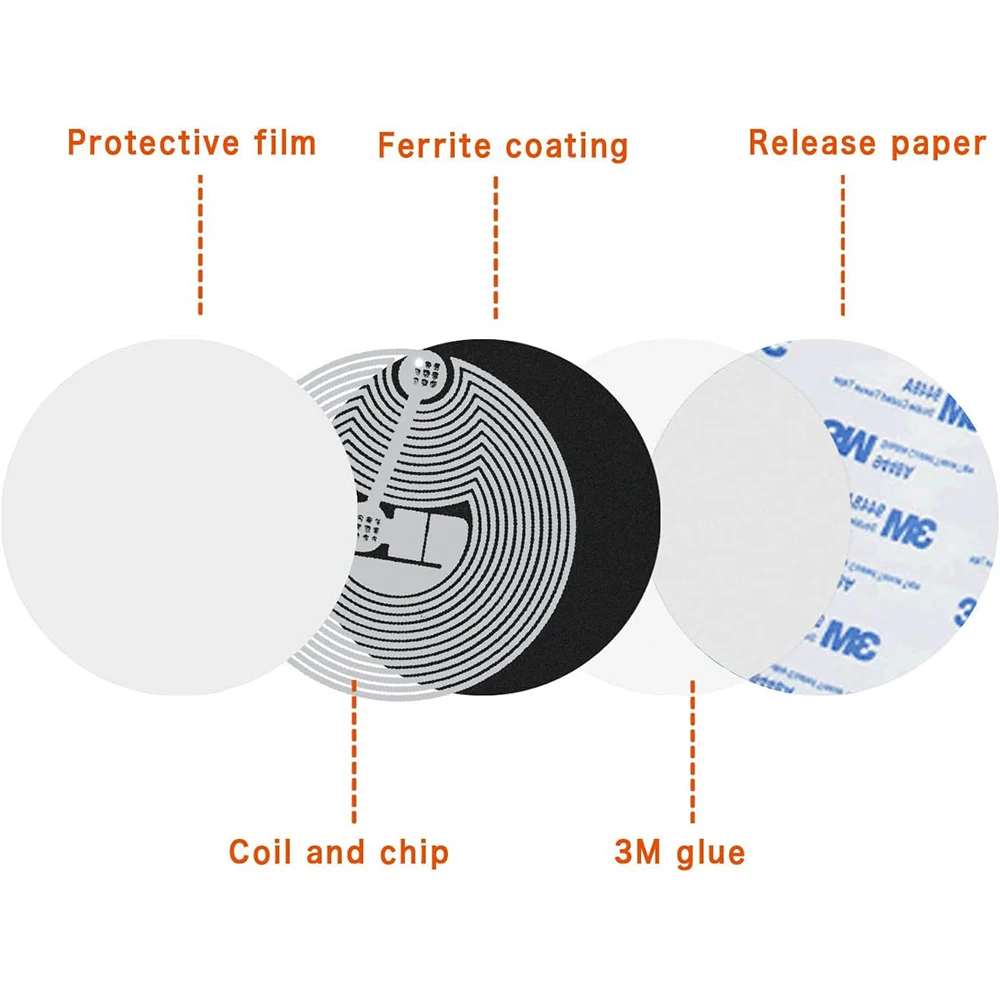 Антиметаллическая метка NFC, антиметаллическая поверхность, NFC-метка, белая металлическая наклейка NFC, металлический чип NFC-метки, совместимый с Android и iPhone