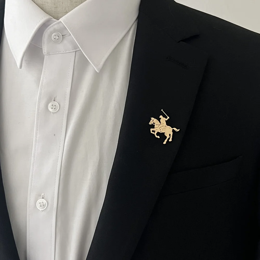 Horseback Golf Personalized Stainless Steel Brooch