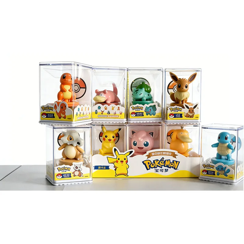 pokemon-cartoon-seal-series-anime-figures-dolls-with-acrylic-display-box-pikachu-eevee-bulbasaur-cute-model-ornaments-keychains