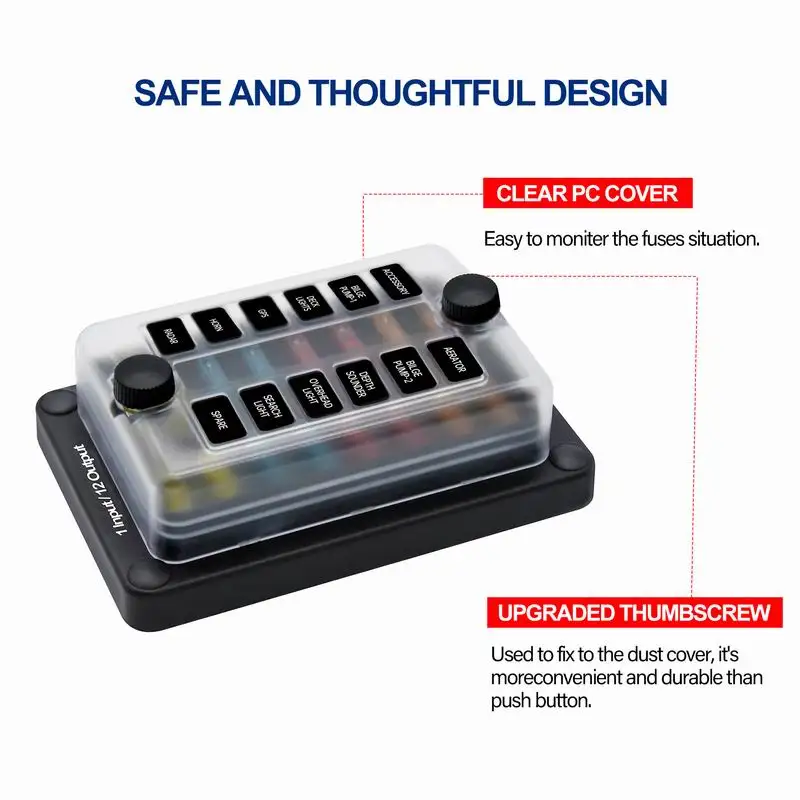 32V 12 Way Fuse Box For ATO/ATC Blade With LED Indicator Light Waterproof Fuse Block Holder For Car Truck Marine Boat Yacht RV