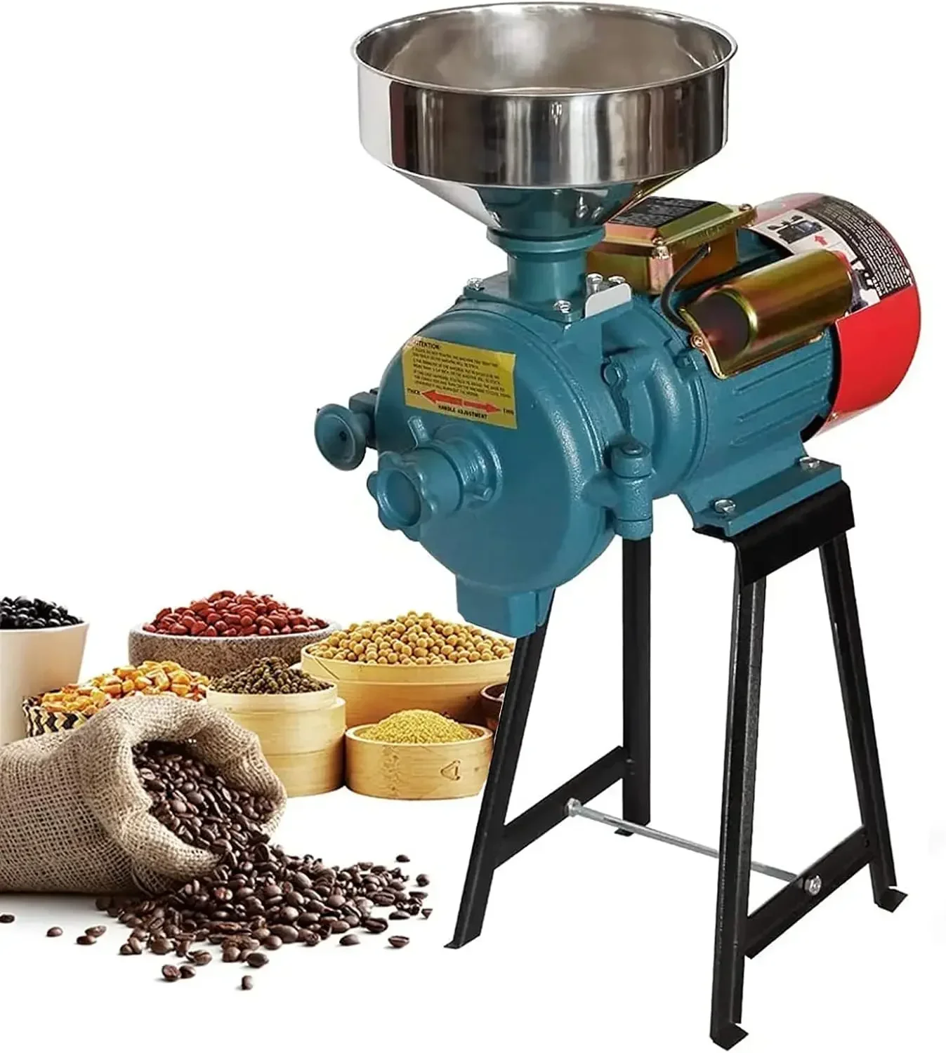 3000W Electric Grain Mill, 110V Corn Grinder Mill Grinder Heavy Duty Grain Grinder Commercial Electric Feed Mill Dry