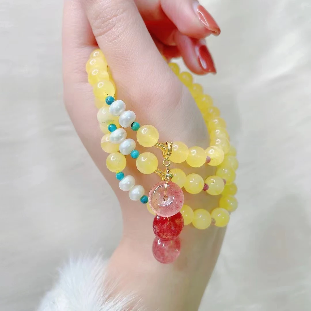 Boutique Natural yellow Crystal Bracelet High Quality Original Ecological amber Stone Bangle Jewelry Accessories Gifts