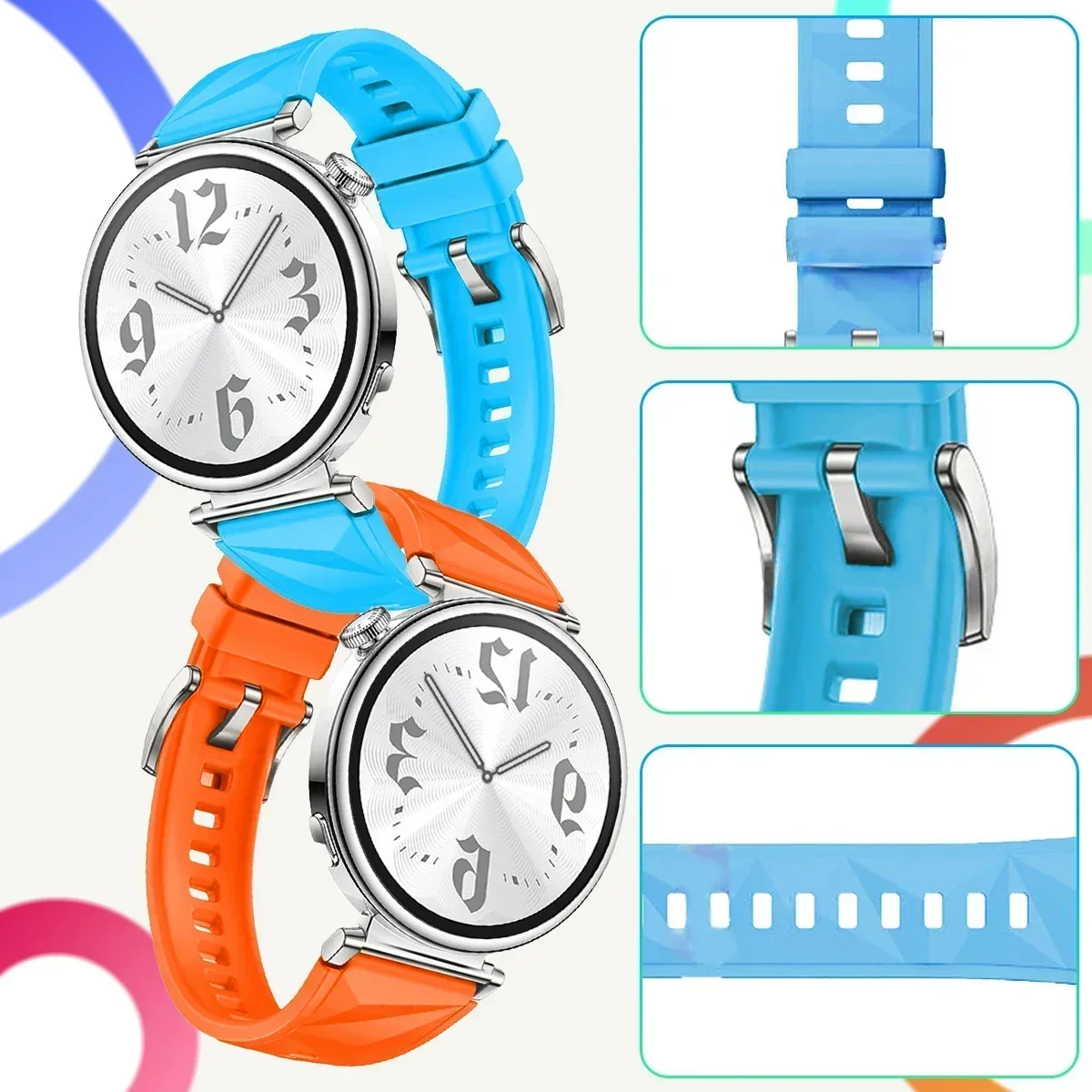 New Silicone Strap For Huawei Watch GT5/GT4 41MM Official Color Lce crystal Patterned Bracelet For Huawei Watch GT5 Pro 42MM image 4