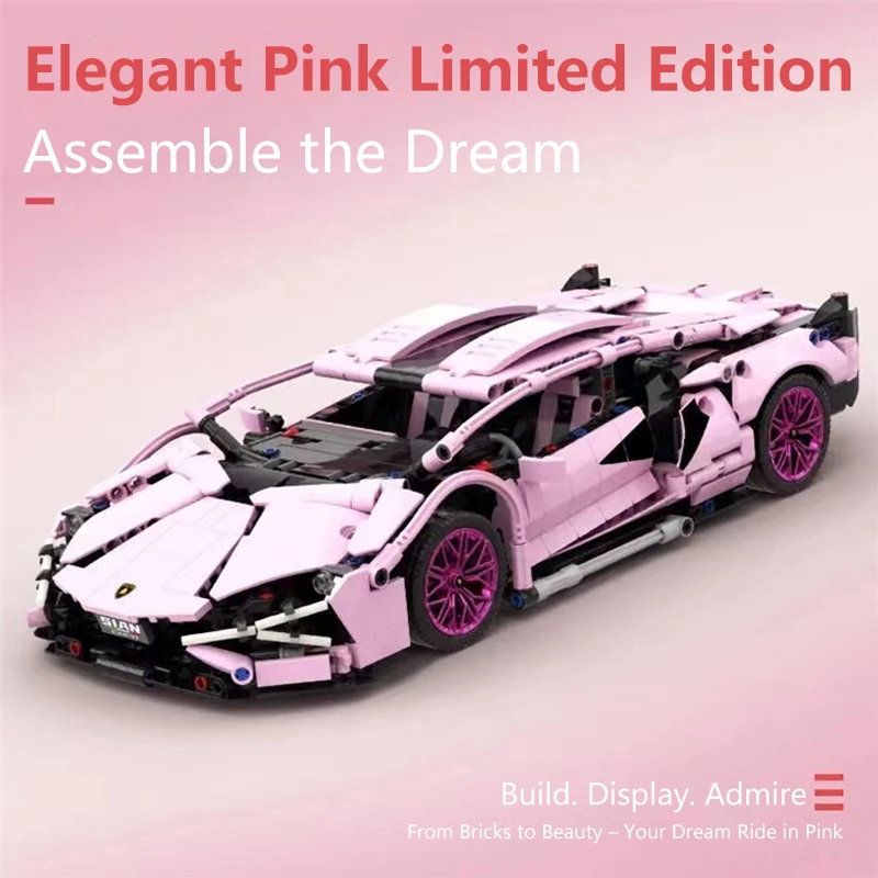 

Riceblock Elegant Pink FKP 37 Racing Car Building Kit – 1280PCS MOC Bricks Toy | Gift for Kids & Adults
