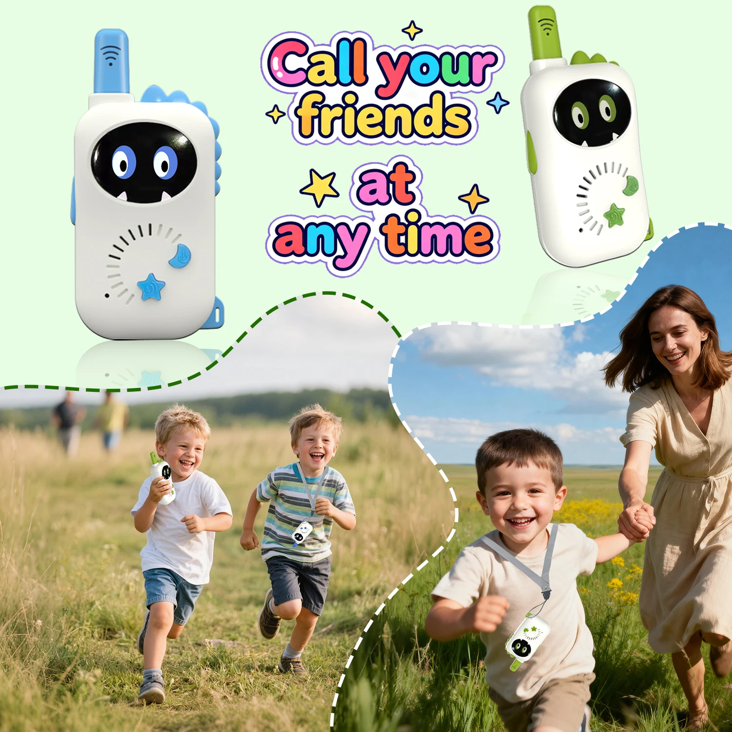 Mini Walkie Talkie para niños, transmisión inalámbrica de larga distancia, Radio bidireccional portátil para exteriores, regalo para niños y niñas, 2 uds.