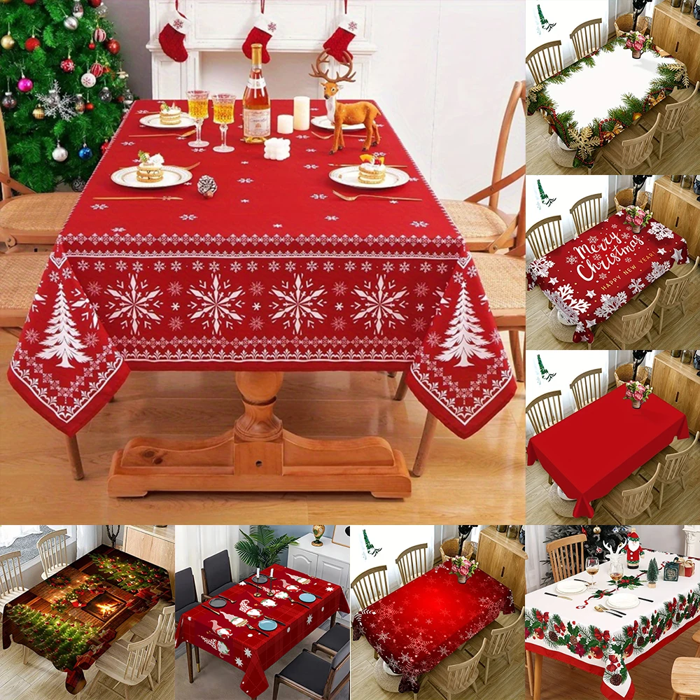 1pc Christmas Red Tablecloth Delight , Used for decorating tablecloths for family gatherings and meals.