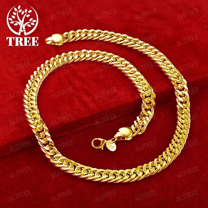 

10mm Fashion Geometric Chain 18k Gold Necklace For Men Women Party Fashion Charm Fine Jewelry Chain Birthday Anniversary Gift
