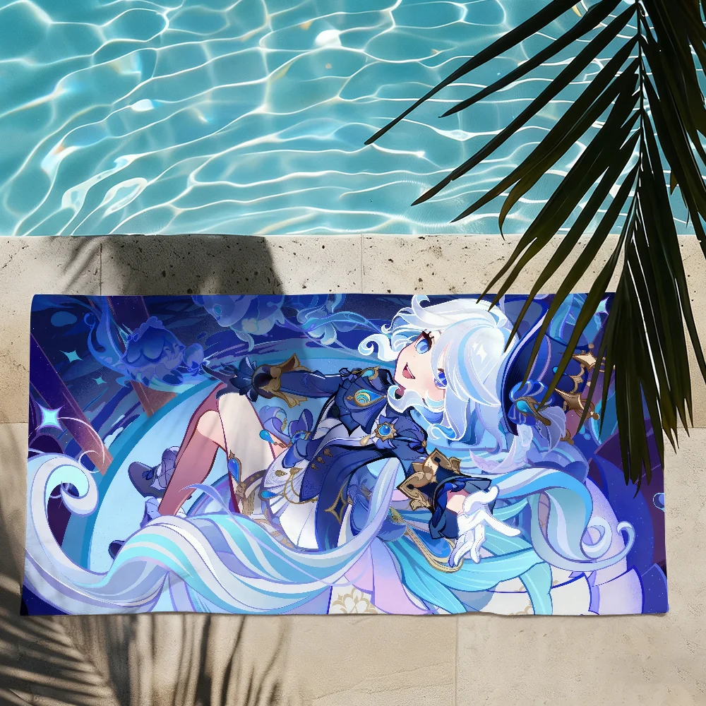Game Genshin Impact Neuvillette Furina Towel Shower Sauna Travel Spa Quick Dry Gym Accessories Soft Large Beach Towels