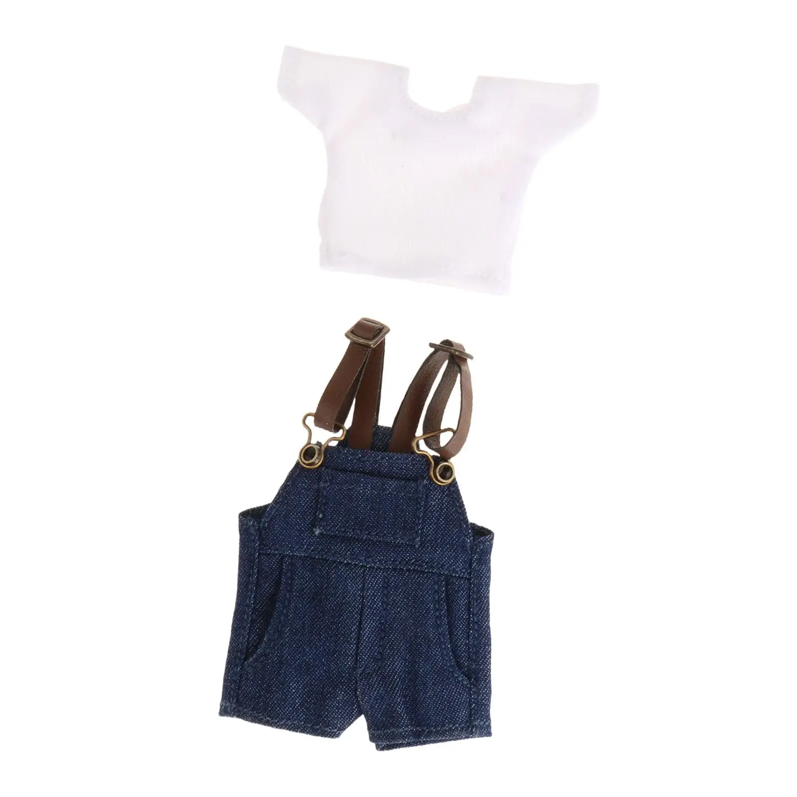 1/12 Female Doll Clothes T Shirt and Denim Shorts Mini for 6 inch Figure