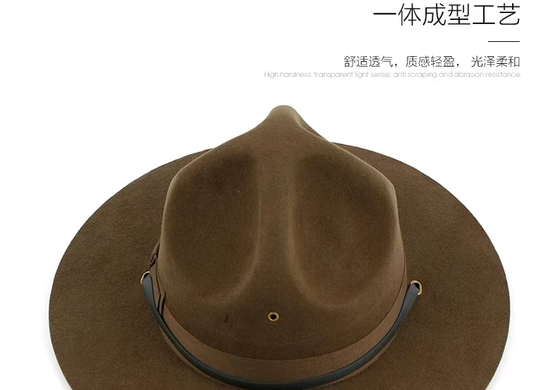 100% wool wide-brimmed hat; instructor's hat; Marine Corps hat; big-brimmed hat.