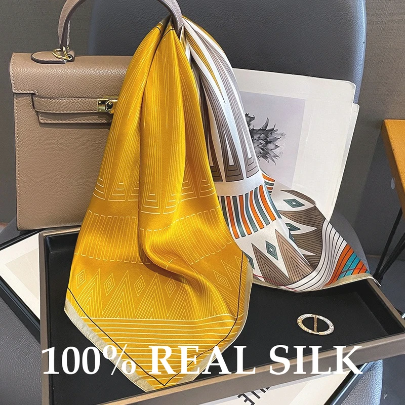 

Новый 100% натуральный шелковый квадратный платок для женщин: мягкий, струящийся, легкий, роскошный, модный, дышащий, шаль, хиджаб, бандана, шарф