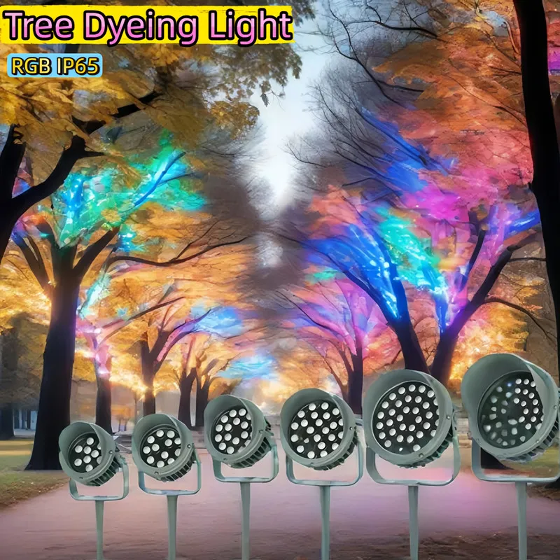 

Landscape Lamps Outdoor Tree Dyeing Light Garden Lawn Lamp Pathway Spotlights 6W 9W 12W Christmas Park Yard Decoration RGB Patio