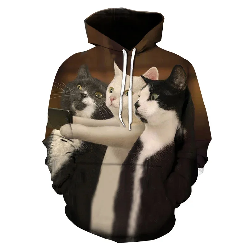 New 3D Cat Printing Popular Hoodie Men\'s Unisex Animal Pattern Pullover Kids Fashion Streetwear Hoodie Funny Hooded Sweatshirt