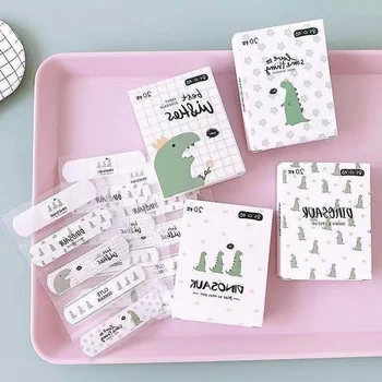 20pcs/box Cartoon Skin Patch Band Aid Strip Animal Dinosaur Pig Bear Pattern Wound Plaster Adhesive Bandages for Baby Kids