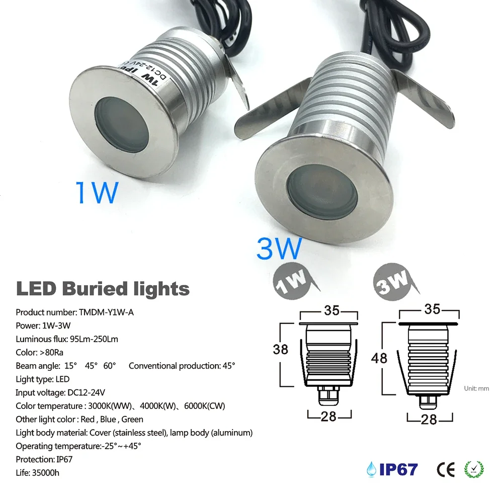 4 szt. Wodoodporna światło podziemne LED IP67 1W 3W zewnętrzna ścieżka ogrodowa podłoga zakopana lampy ogrodowe na podwórku