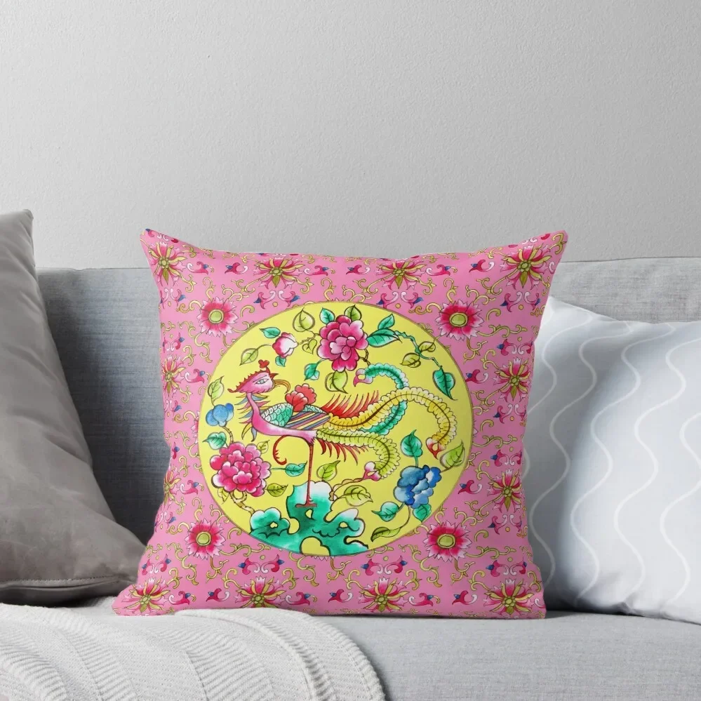 Peranakan pattern:Yellow & Pink Throw Pillow christmas decorations for home 2024 Cushion Cover For Sofa Pillow