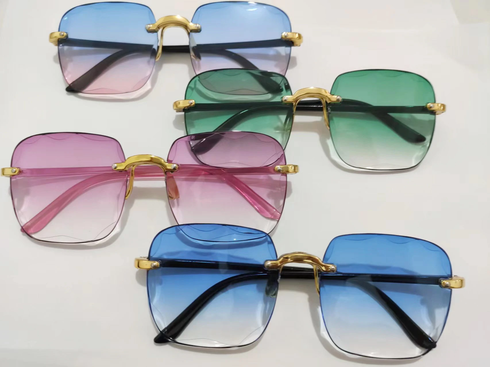 Sonnenbrillen für Damen, randlose Sonnenbrillen mit Diamantschliff-Gläsern, Markendesigner Ocean Shades Vintage Damenbrillen, Eyewear – Detail 16