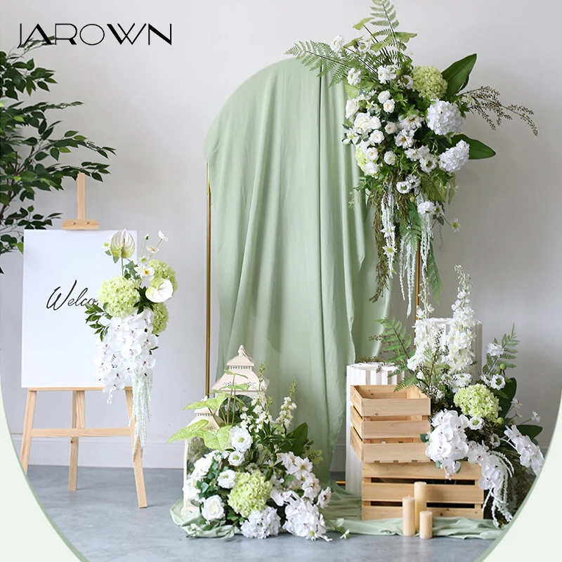 

JAROWN Green Wedding Floral Scene Arrangement Party Event Welcome Sign In Flower Arrangement Wedding Background Prop Flower