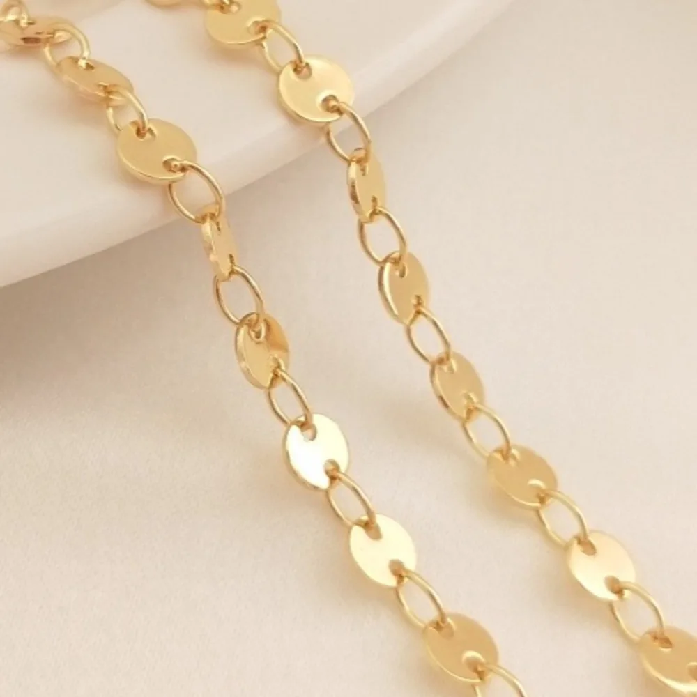 

14K Gold Color4mm Disc Chain Gold Coin Chain Handmade Loose Chain DIY Bracelet Necklace Jewelry Accessories Material