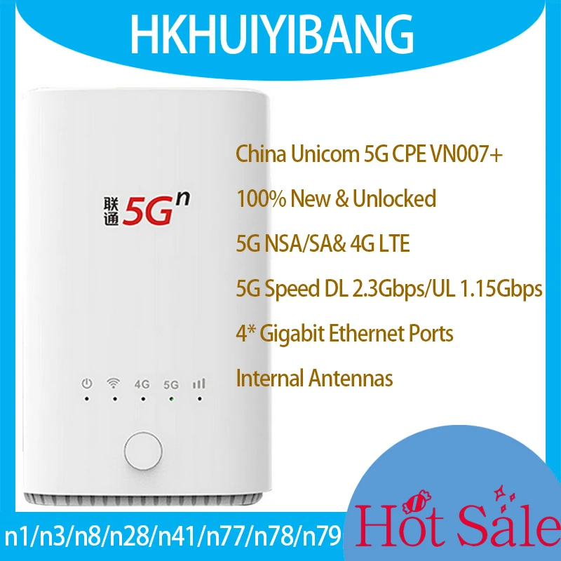 

НОВЫЙ разблокированный китайский модем Unicom VN007+ 5G CPE беспроводной маршрутизатор 2,3 Гбит/с сетка Wi-Fi SIM-карта NSA/SA NR n1/n3/n8/n28/n41/n77/n78/n79