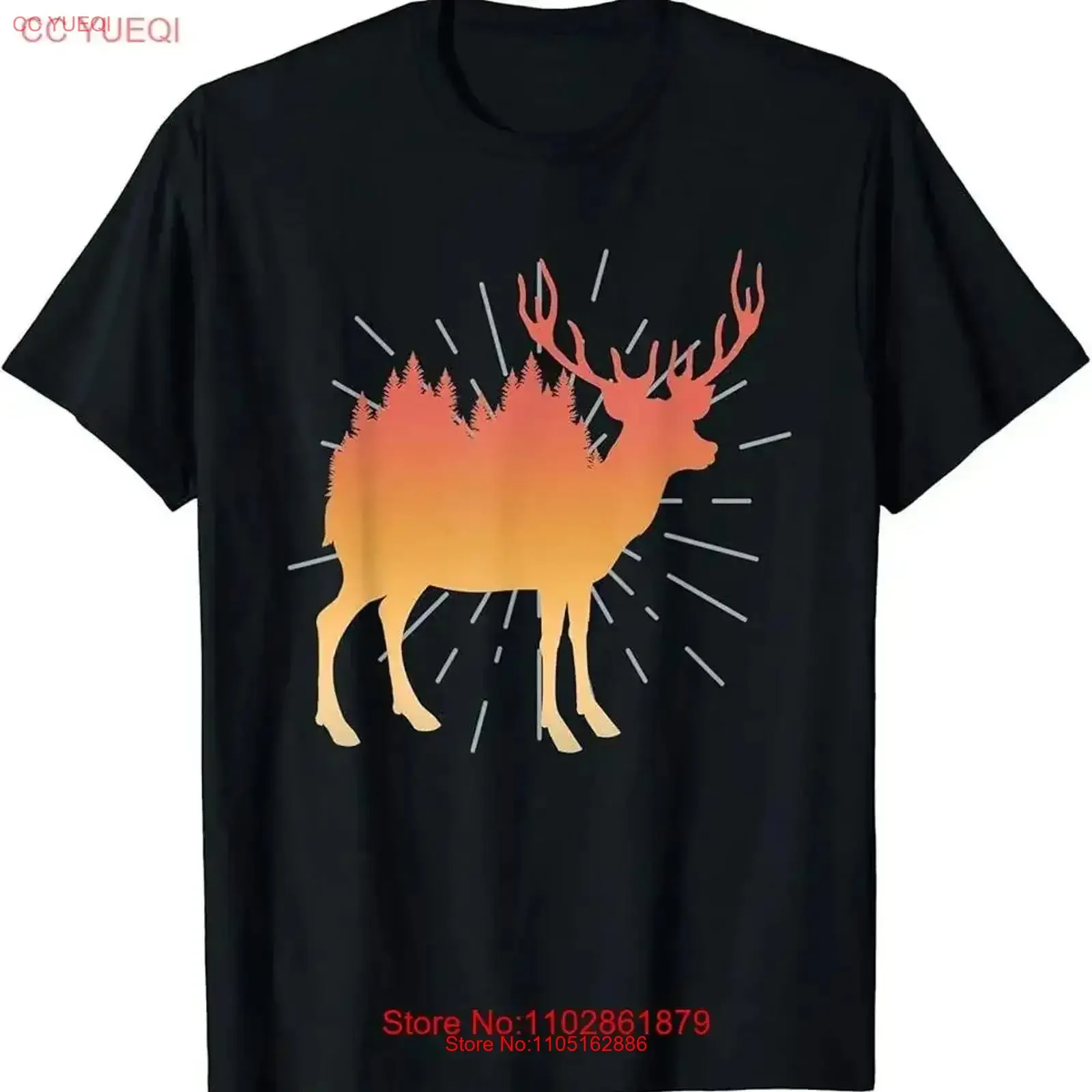 

Футболка с рогами оленя и деревьями, дикой природой на открытом воздухе, природа, лес, винтажная стильная, слегка дышащая дизайнерская одежда