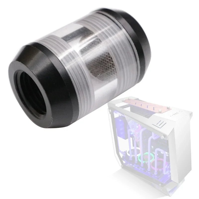 G1/4 الخيط الداخلي نظام تبريد المياه مرشح شاشة شفافة قمع على شكل خزان تبريد مياه الكمبيوتر