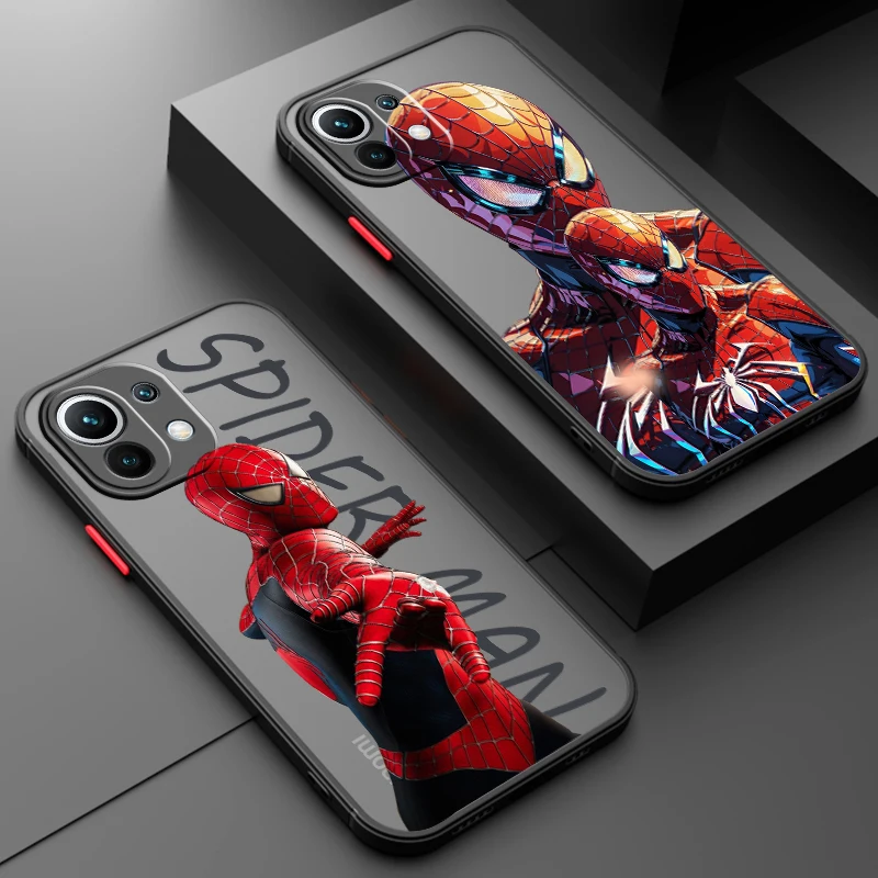 Spider-Man Unlimited Frosted Translucent For Xiaomi Mi 13 12 12T 11T 11 11i 10T 10 9T Pro Lite Ultra 5G Soft Phone Case