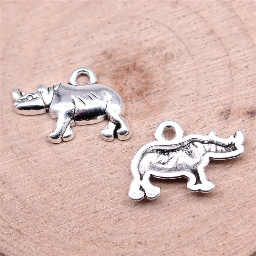 Wholesale 200pcs/bag Charms Wholesale 20x13mm Rhino Charms Wholesale Antique Silver Color Pendant For Jewelry Making