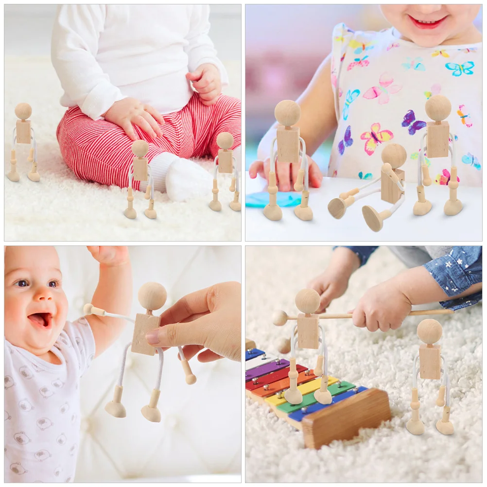 

12pc Wooden Cartoon Unfinished Natural Peg Figures For Diy Painting Craft Kids Wooden Decor Mini Figures Wood Craft