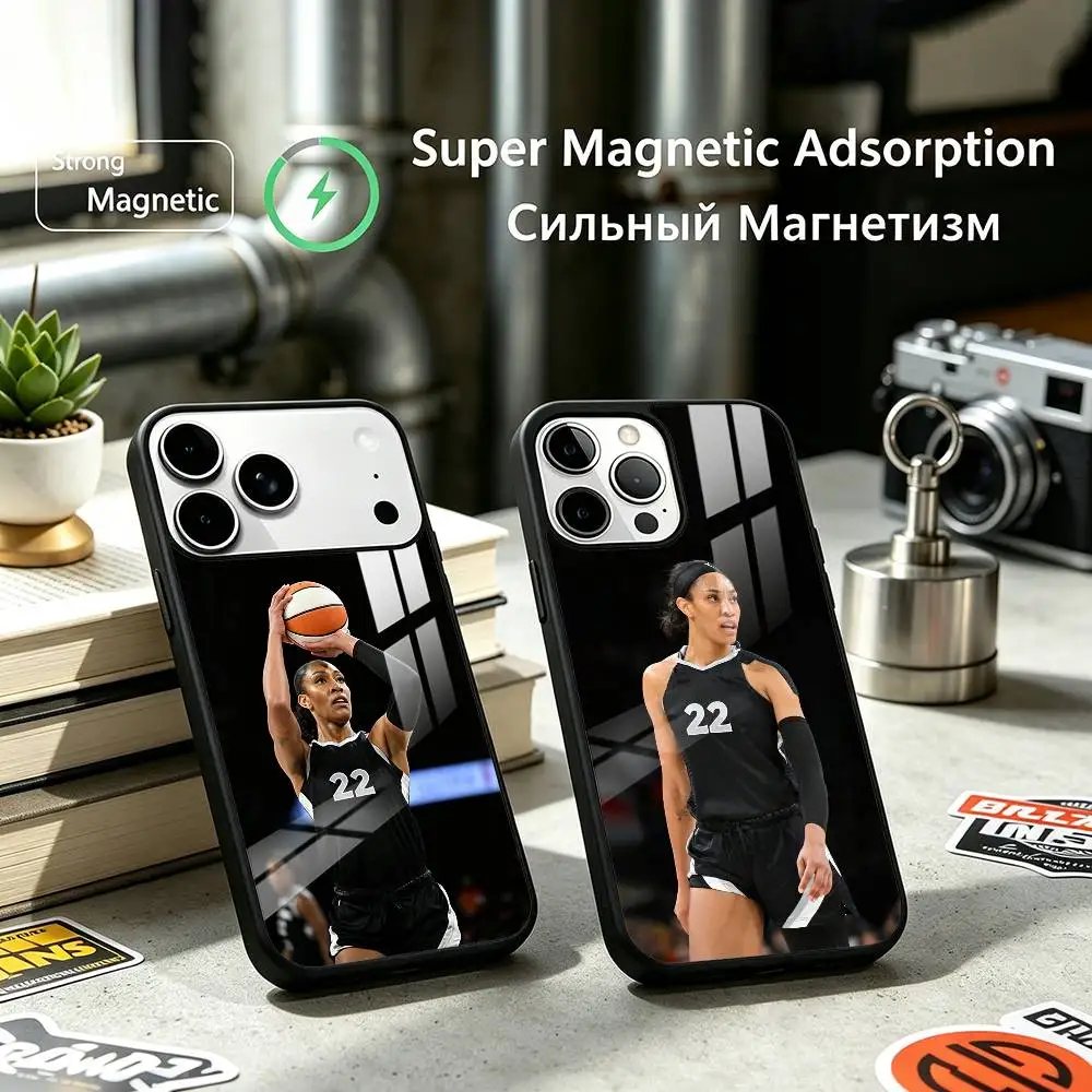 A ja Wilson Basketball star 22 Phone Case For iPhone17,16,15,14,13,12 Plus,Pro Supports Magnetic Wireless Charging