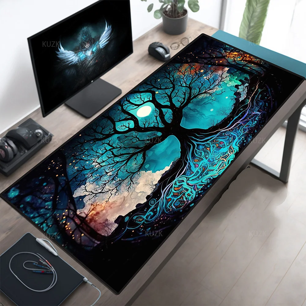 Gothic Wonders Desk Mat, Cyberpunk Cat City Mouse Pad, Big Gaming mouse pad xxl, Cute Track Pad, Aesthetic Desk Pad, XL Deskmat