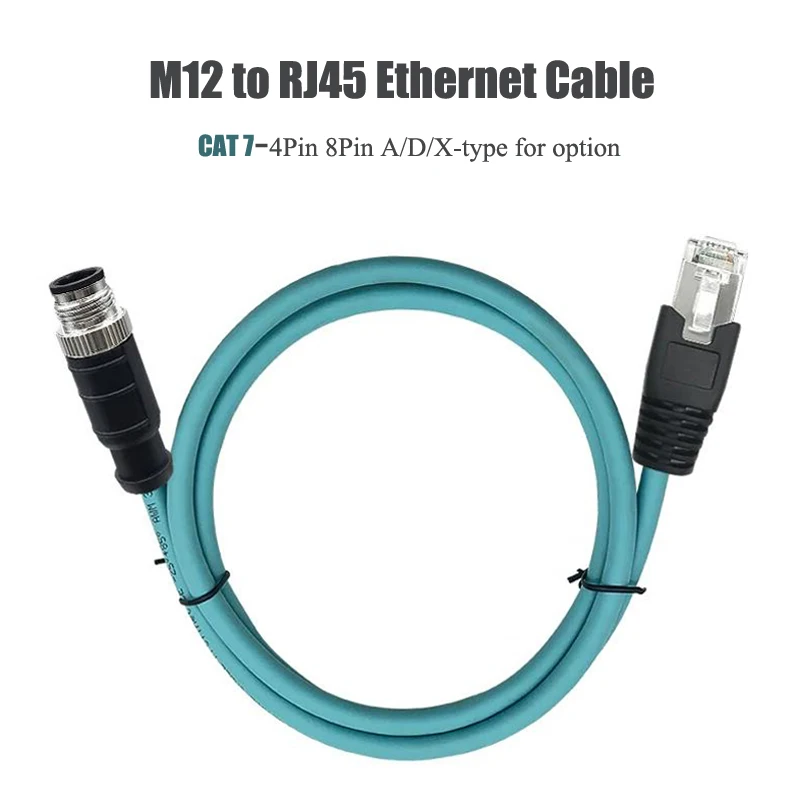 M12 4Pin 8Pin A/D/X-type Connector to RJ45 Coding Cable 10G Cat7 Ethernet Connection Cord High Flexible Male to Female Wire